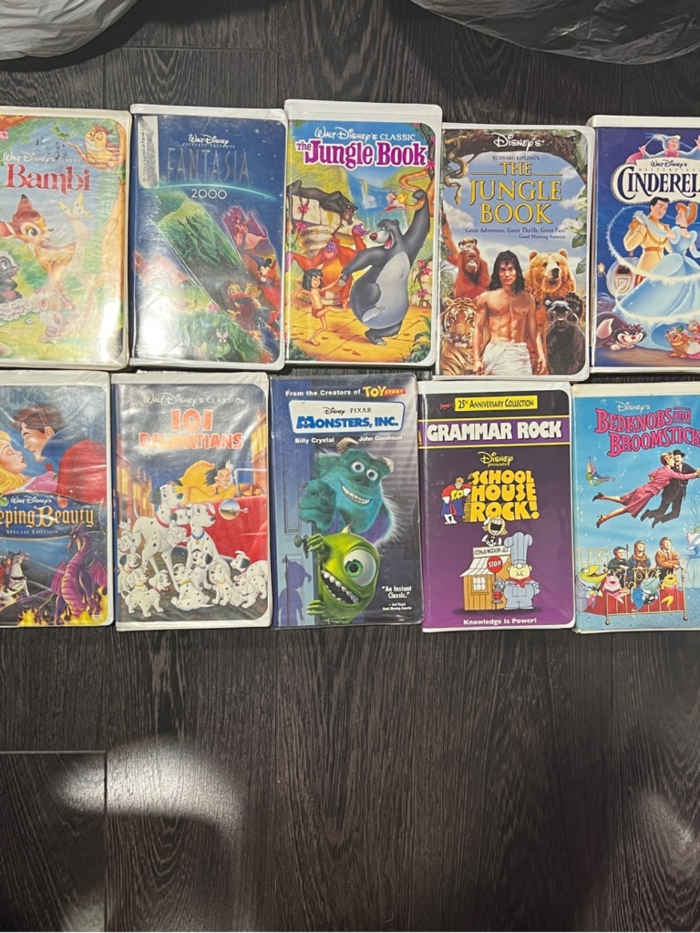 VHS Disney lot of 10 Jungle Book Cinderella Bambi Sleeping Beauty School house